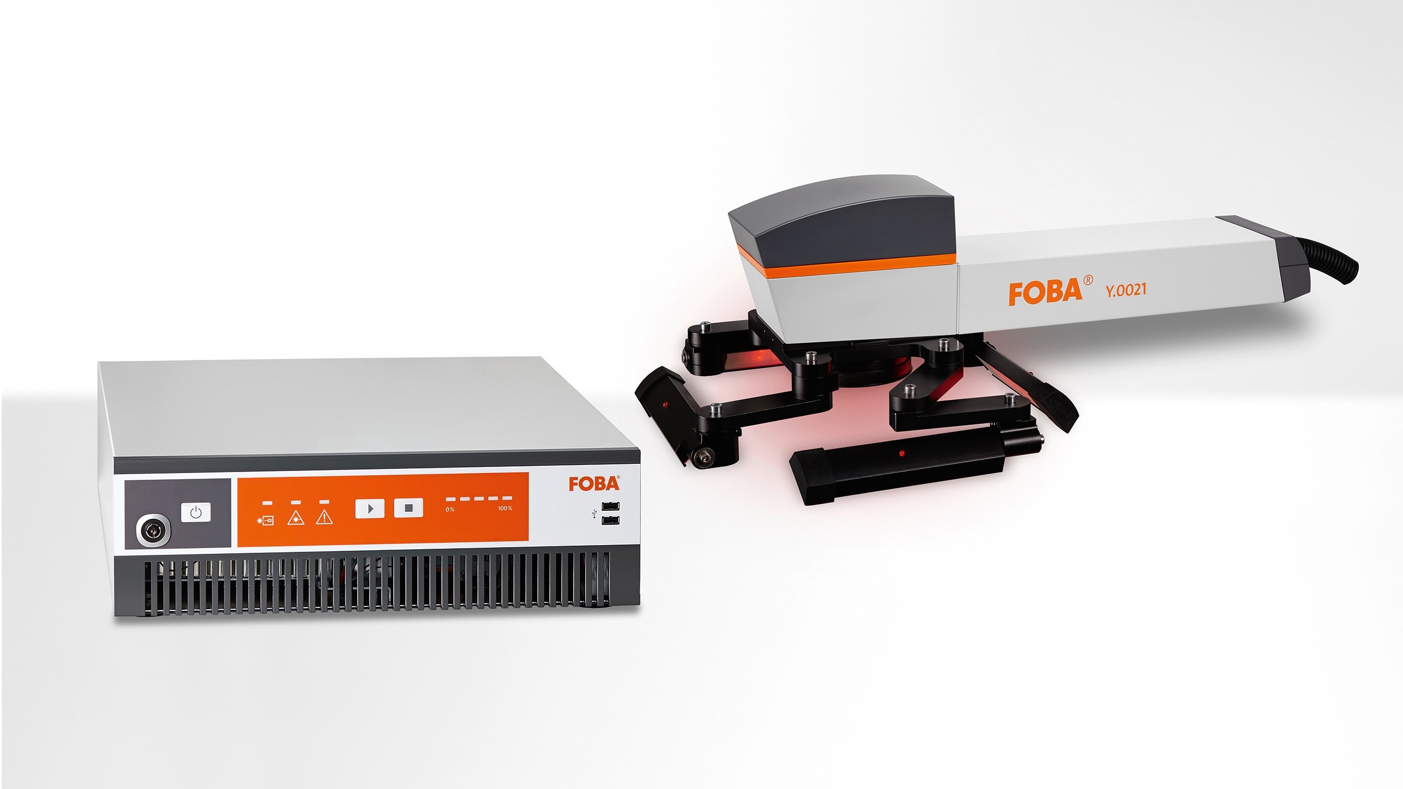 FOBA Y.0201 fiber laser marking system: control unit and marking head.