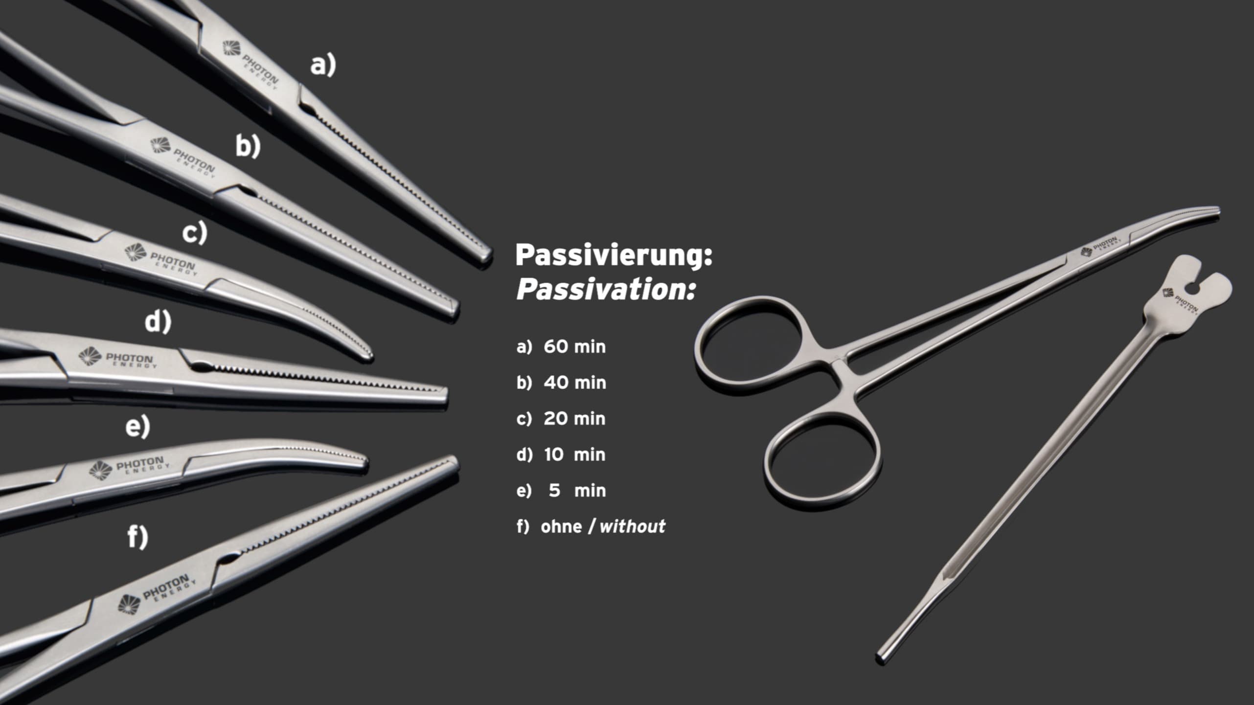 Durability of PERMAblack markings on medical instruments despite passivation.