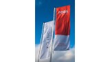 Flags in front of the FOBA Headquarters in Selmsdorf/Germany.